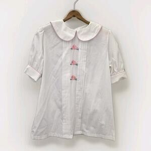 The Eagle's Eye Large White Portrait Collar Shirt Pin Tucked Embroidered Rose